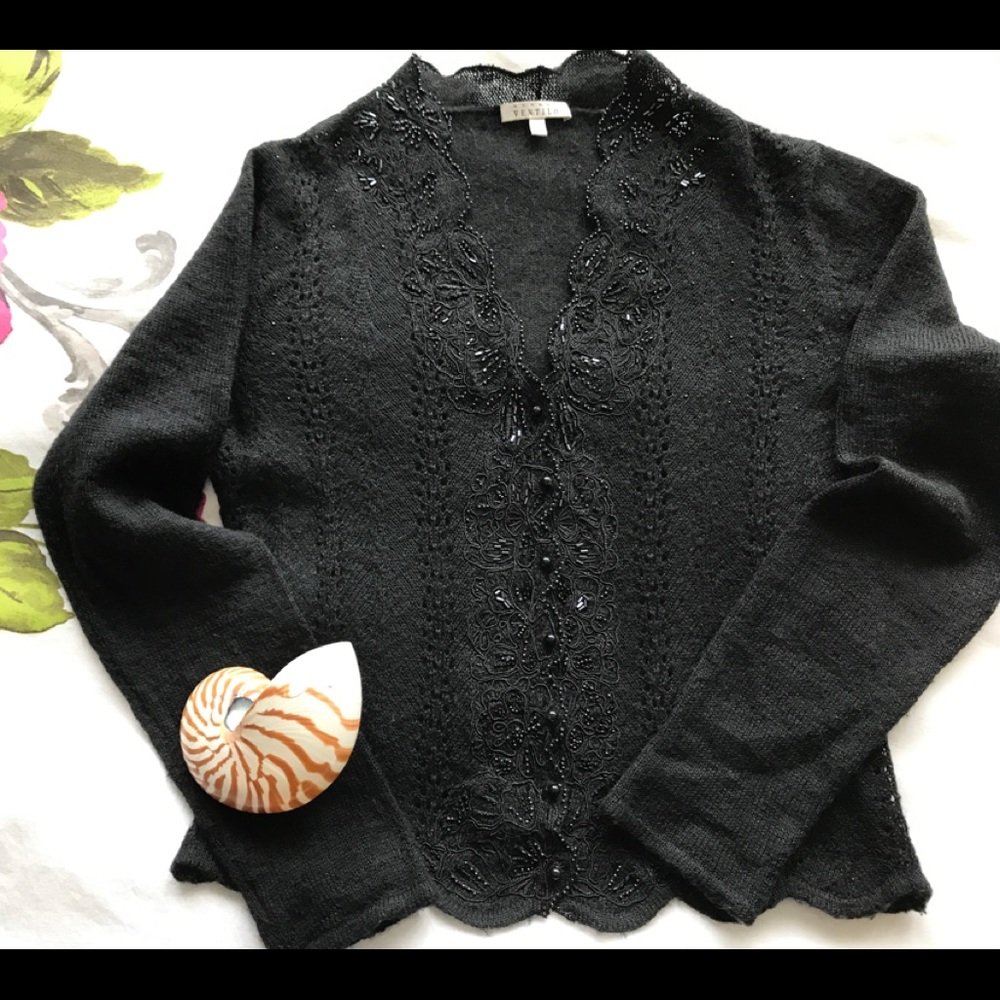 Armand Ventilo Luxury Beaded Black Cardigan